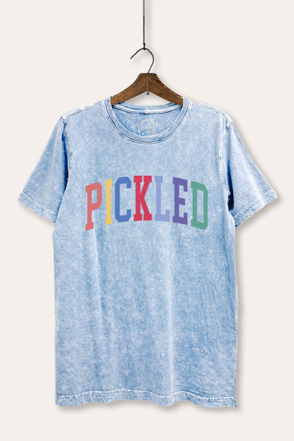 Pickled Colorful Sports Typography Mineral Wash Relaxed Tee