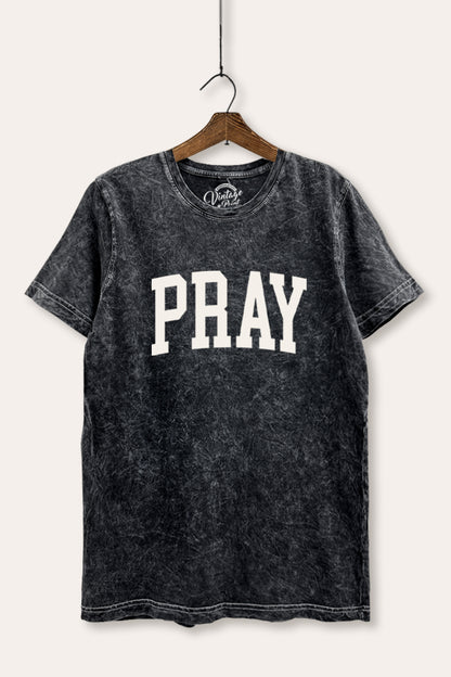 Pray Lettering Graphic Mineral Wash Relaxed Tee