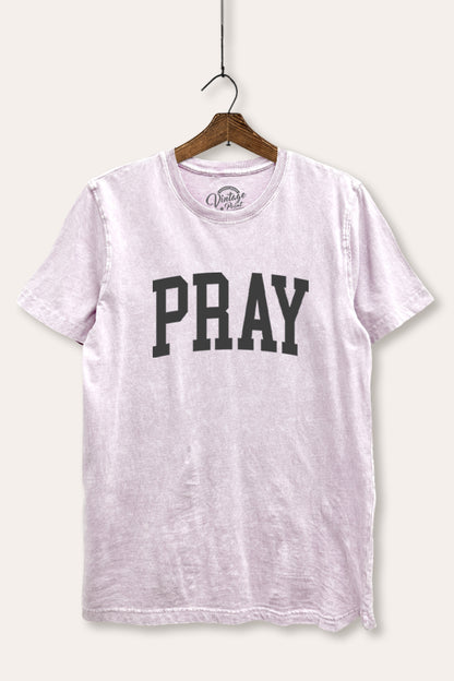 Pray Lettering Graphic Mineral Wash Relaxed Tee