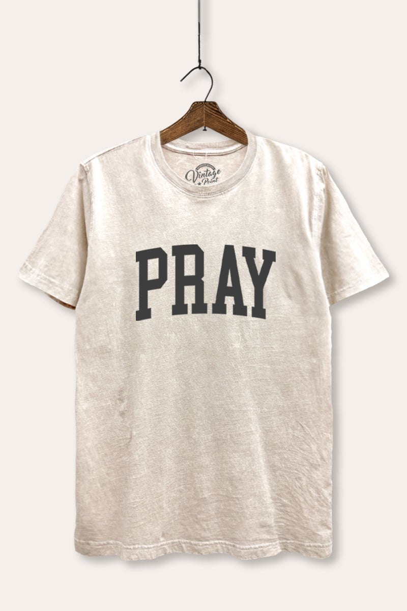 "pray" graphic mineral wash relaxed tee