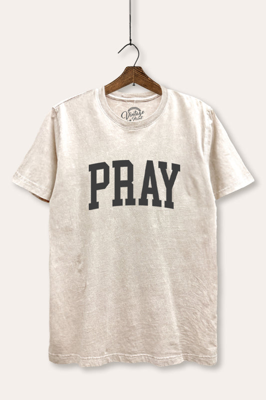 Pray Lettering Graphic Mineral Wash Relaxed Tee