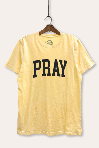 Pray Lettering Graphic Mineral Wash Relaxed Tee