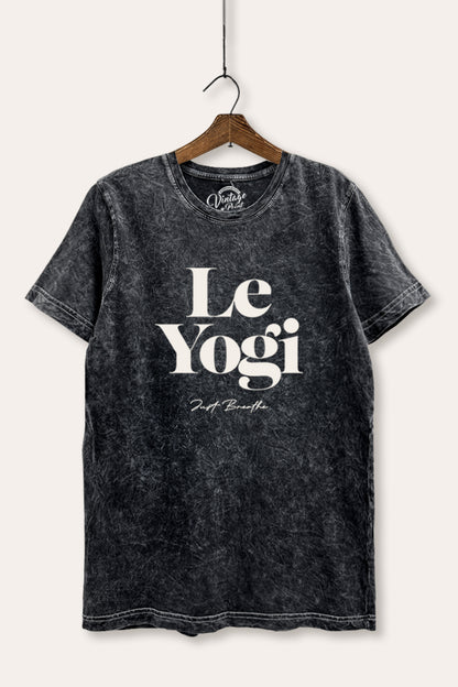 Le Yogi Just Breathe Graphic Mineral Wash Relaxed Tee