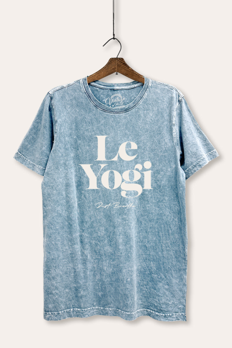 "le yogi" graphic mineral wash relaxed tee