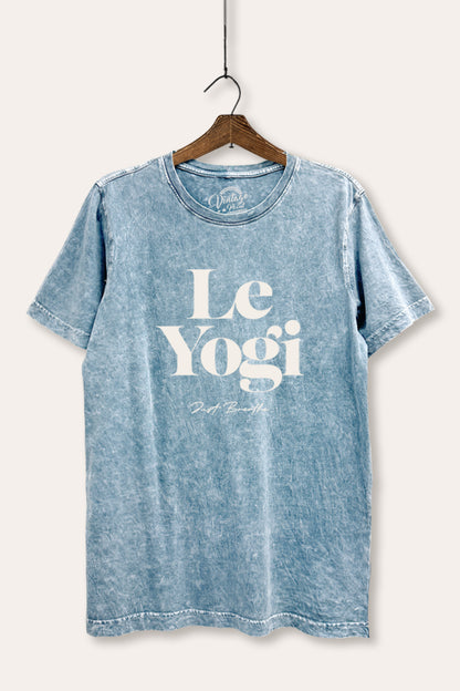 Le Yogi Just Breathe Graphic Mineral Wash Relaxed Tee