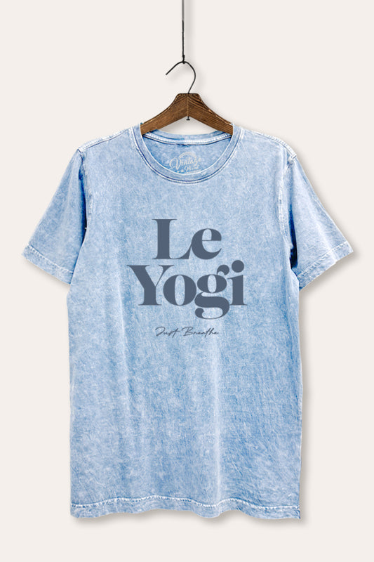 Le Yogi Just Breathe Graphic Mineral Wash Relaxed Tee