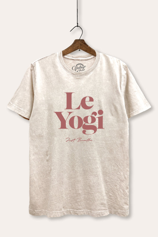 Le Yogi Just Breathe Graphic Mineral Wash Relaxed Tee