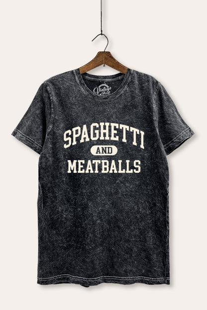 Spaghetti & Meatballs Graphic Mineral Wash Relaxed Tee