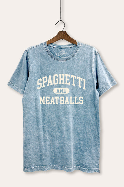 Spaghetti & Meatballs Graphic Mineral Wash Relaxed Tee