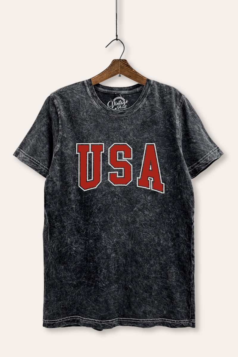 USA Collegiate Graphic Mineral Wash Relaxed Tee