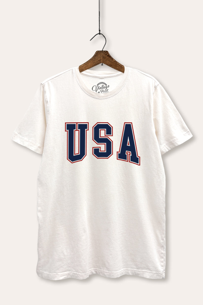 USA Collegiate Graphic Mineral Wash Relaxed Tee