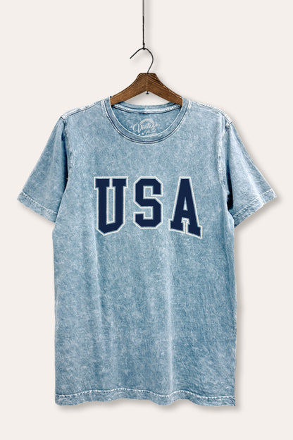 USA Collegiate Graphic Mineral Wash Relaxed Tee