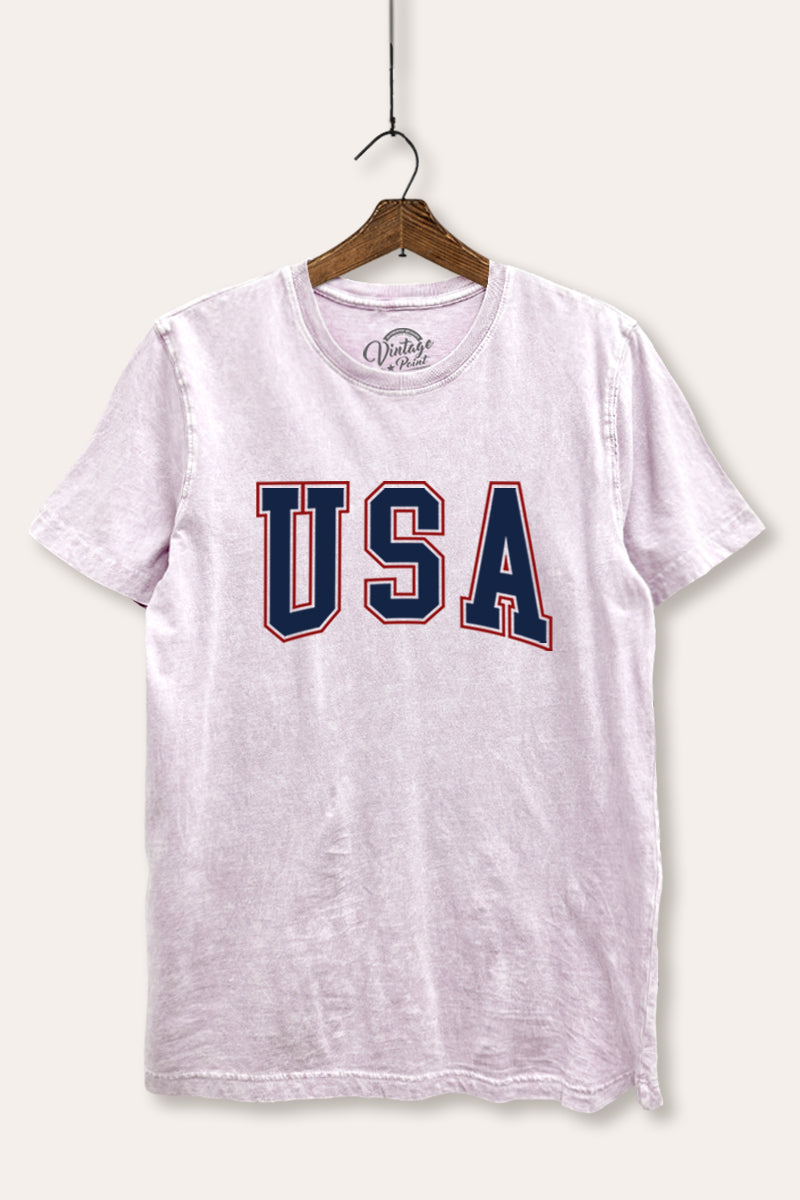 USA Collegiate Graphic Mineral Wash Relaxed Tee