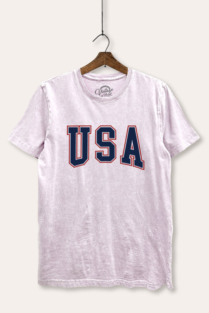 USA Collegiate Graphic Mineral Wash Relaxed Tee