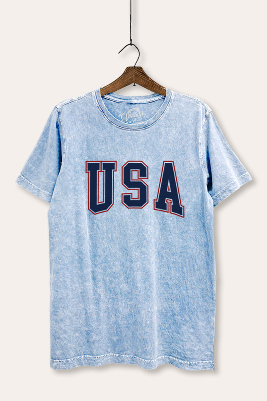 USA Collegiate Graphic Mineral Wash Relaxed Tee