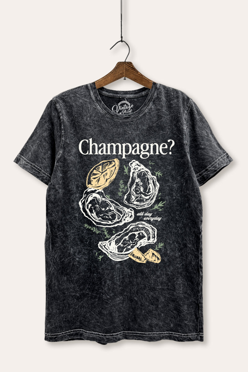 Champagne Oyster Coastal Graphic Mineral Wash Relaxed Tee