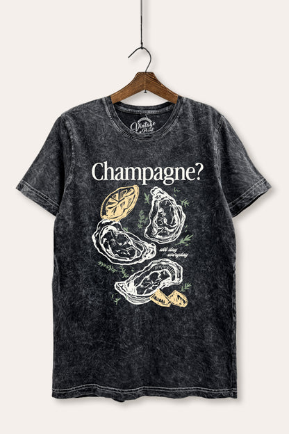 Champagne Oyster Coastal Graphic Mineral Wash Relaxed Tee