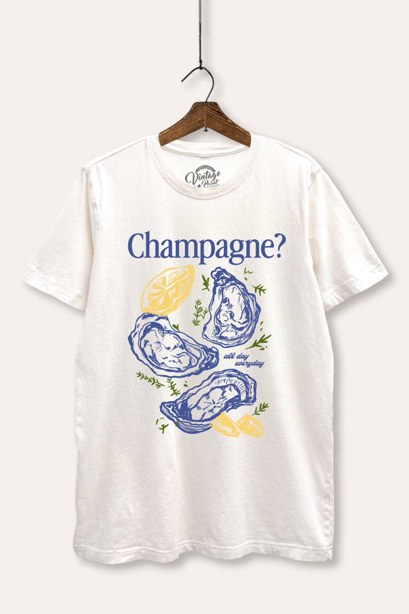 Champagne Oyster Coastal Graphic Mineral Wash Relaxed Tee