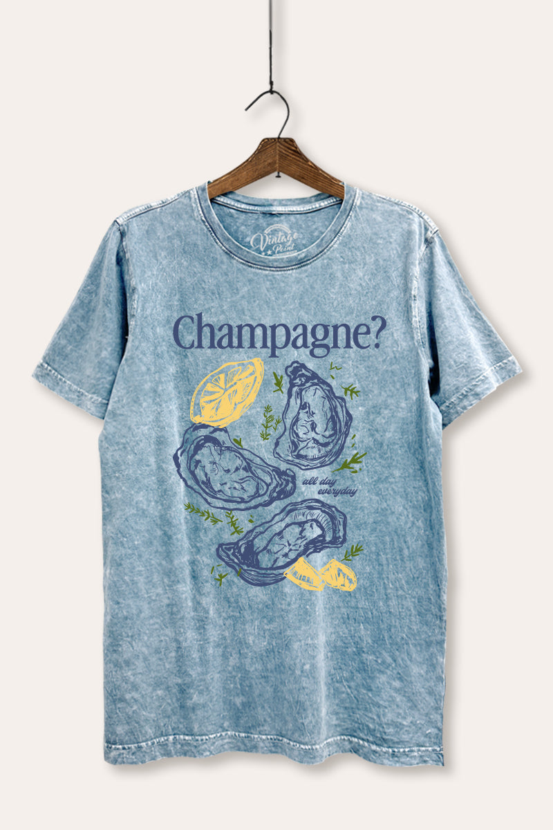 Champagne Oyster Coastal Graphic Mineral Wash Relaxed Tee