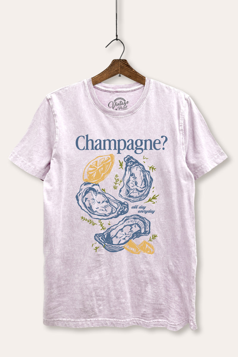 Champagne Oyster Coastal Graphic Mineral Wash Relaxed Tee