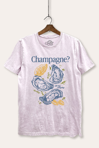 Champagne Oyster Coastal Graphic Mineral Wash Relaxed Tee