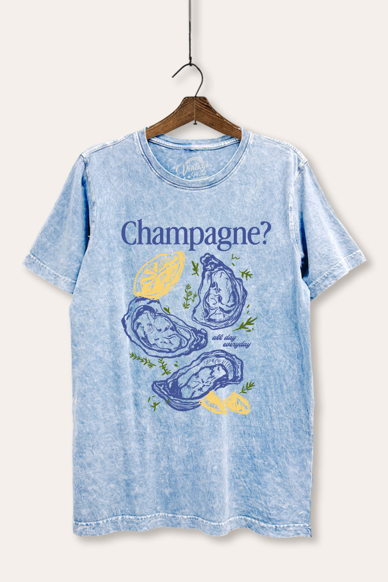Champagne Oyster Coastal Graphic Mineral Wash Relaxed Tee