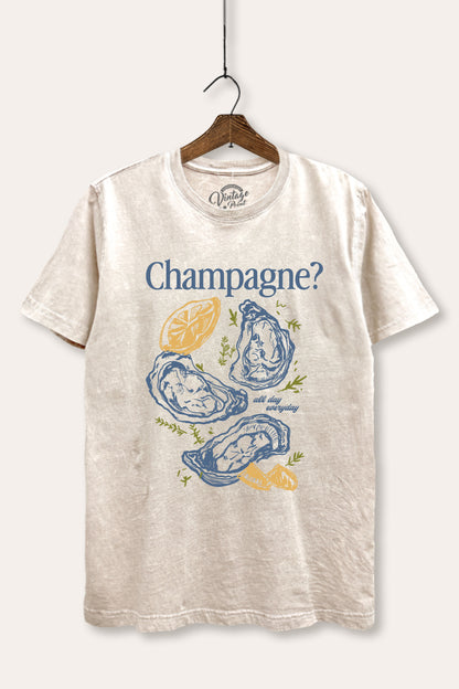 Champagne Oyster Coastal Graphic Mineral Wash Relaxed Tee