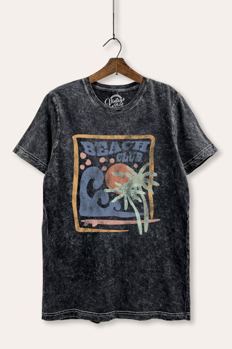 "beach club" graphic mineral wash relaxed tee
