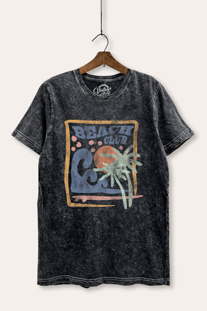 "beach club" graphic mineral wash relaxed tee