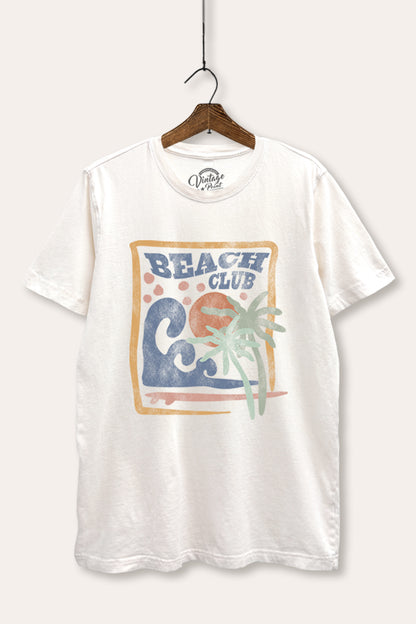 "beach club" graphic mineral wash relaxed tee