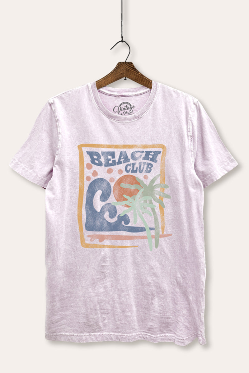 "beach club" graphic mineral wash relaxed tee