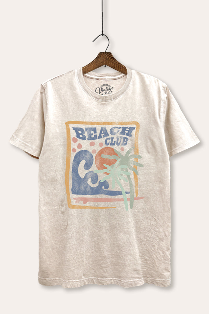 "beach club" graphic mineral wash relaxed tee