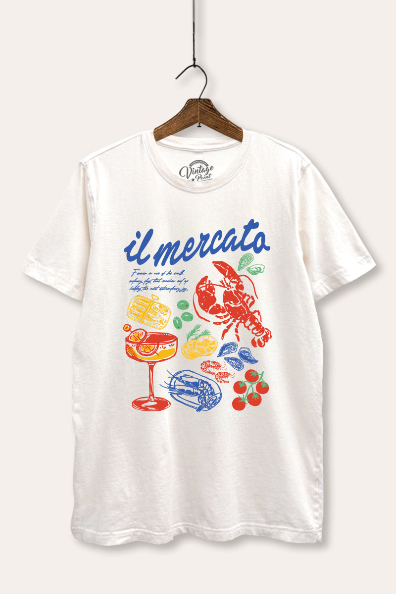 "il mercato market" graphic mineral wash relaxed tee