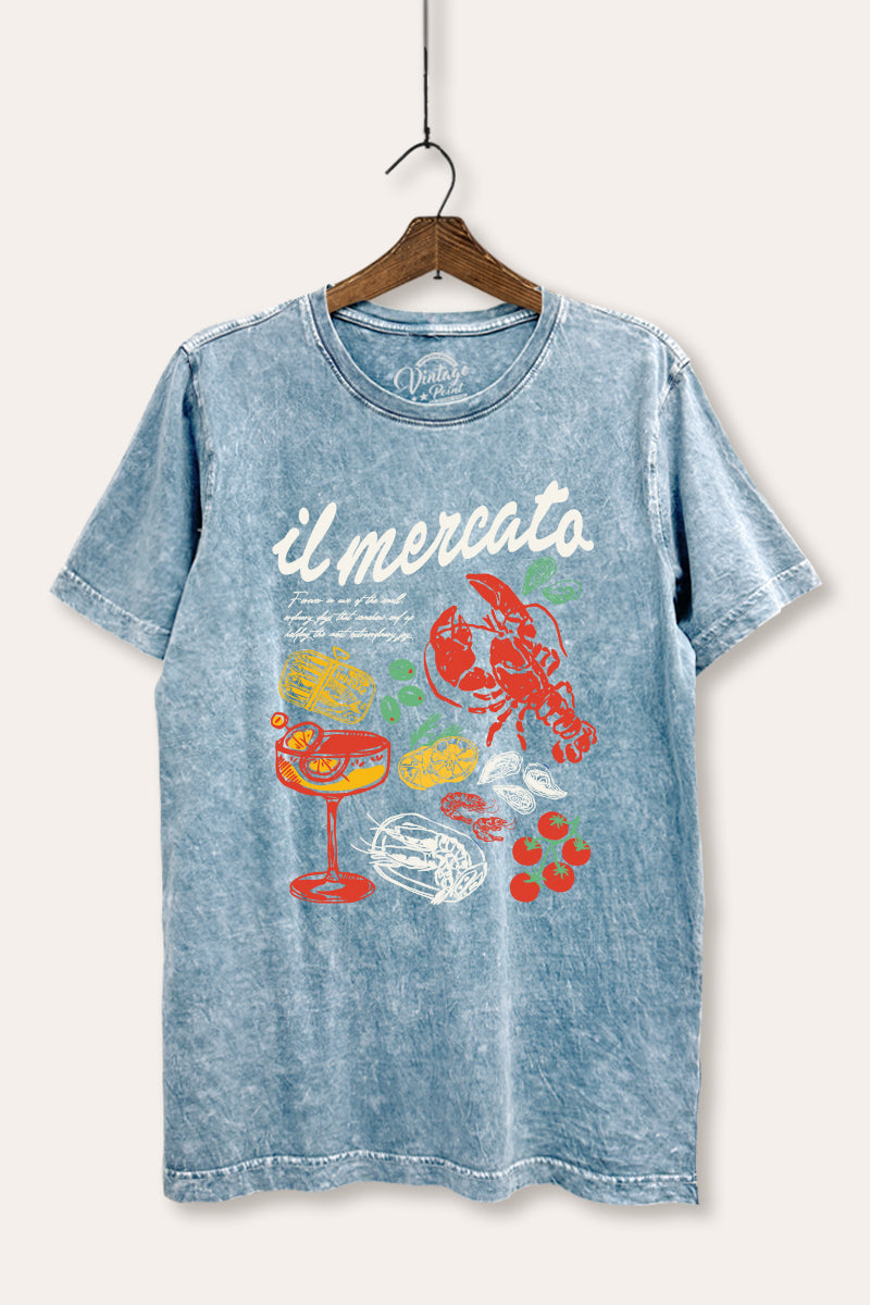 "il mercato market" graphic mineral wash relaxed tee