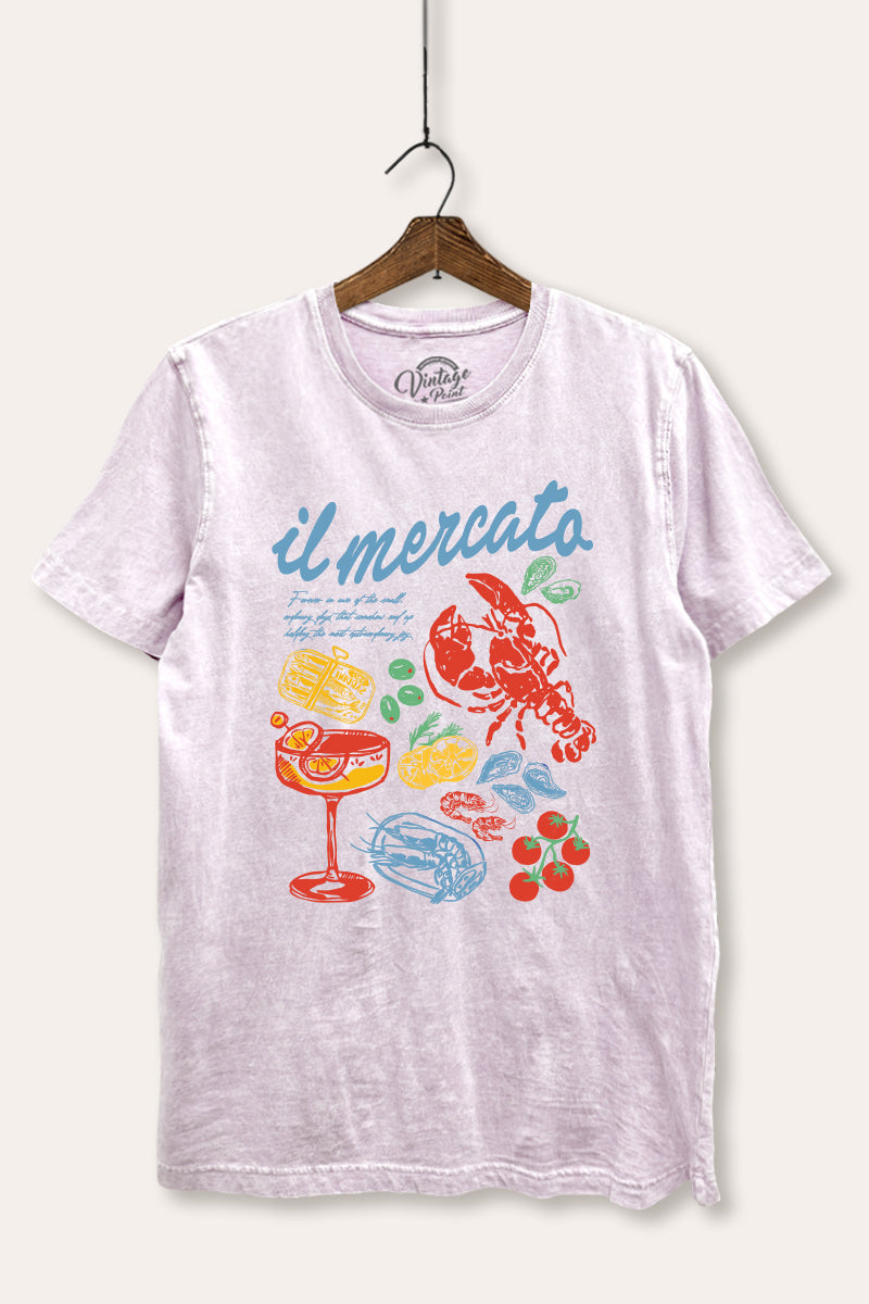 "il mercato market" graphic mineral wash relaxed tee