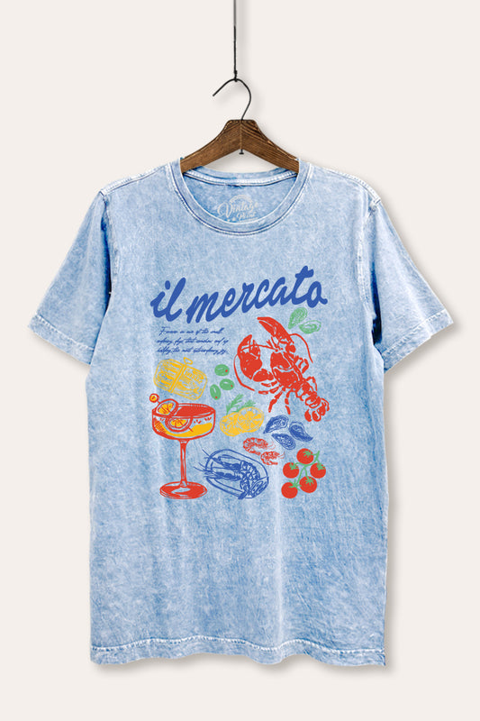"il mercato market" graphic mineral wash relaxed tee