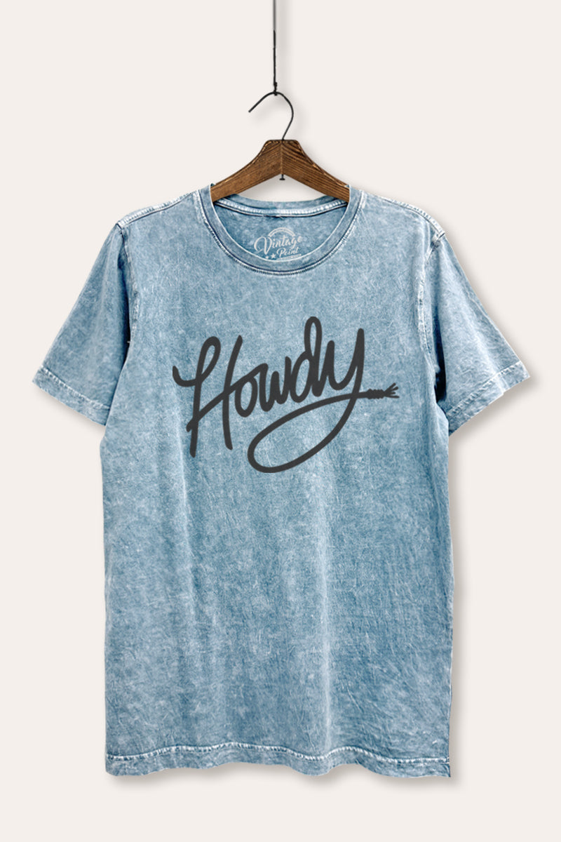"howdy" graphic mineral wash relaxed tee