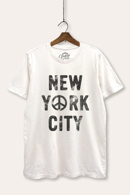 New York City Peace Sign Graphic Mineral Wash Relaxed Tee