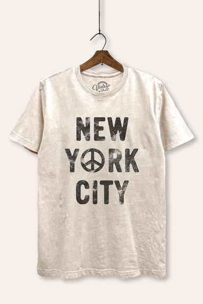 New York City Peace Sign Graphic Mineral Wash Relaxed Tee