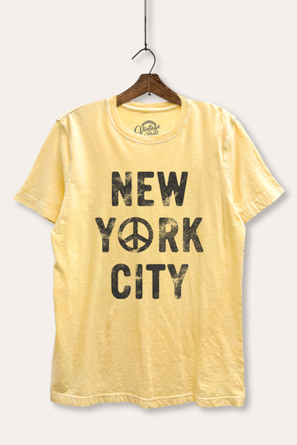 New York City Peace Sign Graphic Mineral Wash Relaxed Tee