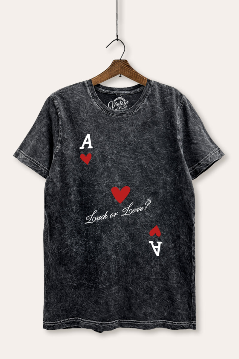"luck or love" graphic mineral wash relaxed tee