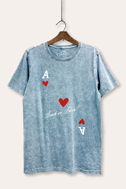 "luck or love" graphic mineral wash relaxed tee