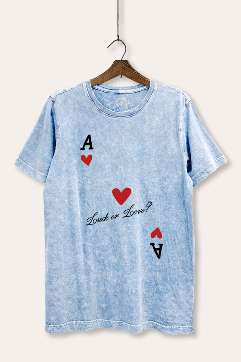 "luck or love" graphic mineral wash relaxed tee