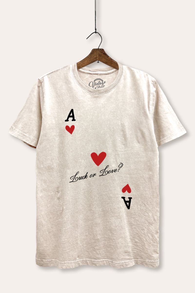 "luck or love" graphic mineral wash relaxed tee