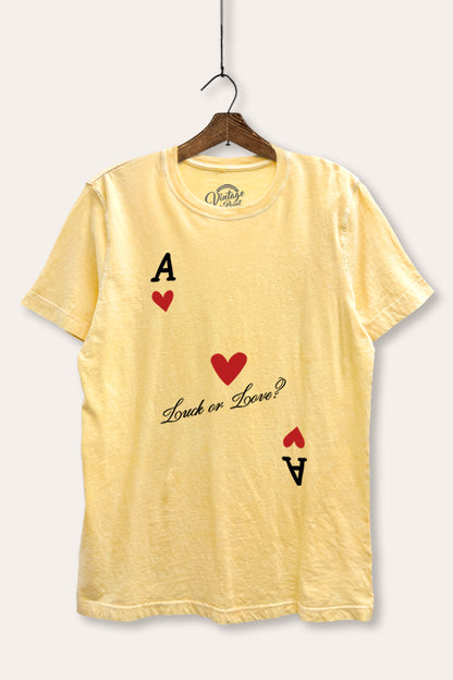 "luck or love" graphic mineral wash relaxed tee