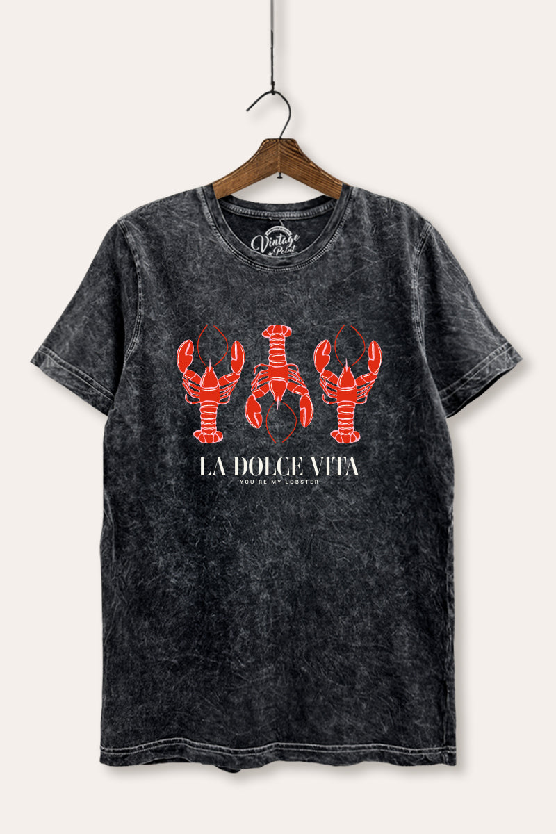 The Sweet Life Coastal Lobster Graphic Mineral Wash Relaxed Tee