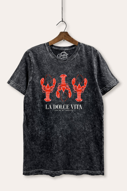 The Sweet Life Coastal Lobster Graphic Mineral Wash Relaxed Tee