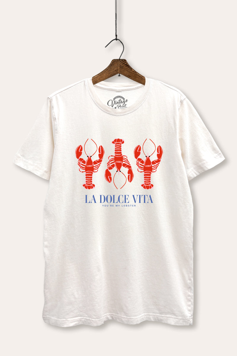 The Sweet Life Coastal Lobster Graphic Mineral Wash Relaxed Tee