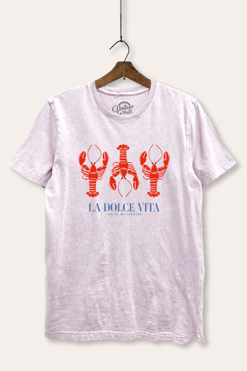 The Sweet Life Coastal Lobster Graphic Mineral Wash Relaxed Tee