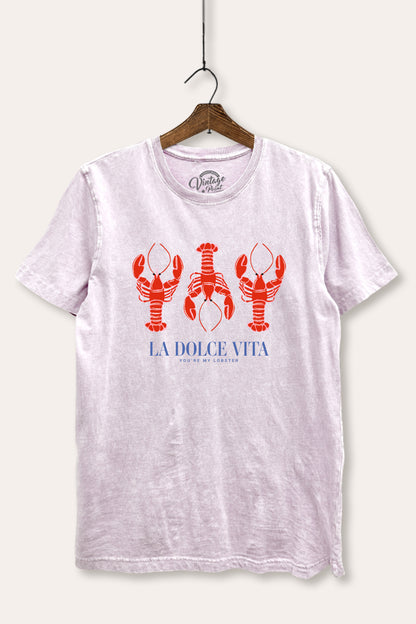 The Sweet Life Coastal Lobster Graphic Mineral Wash Relaxed Tee